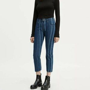 Levis Made and Crafted Slim Crop Laser Stripe Jeans NWT